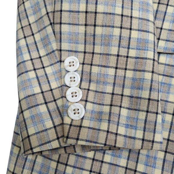 VTG Burton's Yellow Plaid Polyester 2 Button Blazer Jacket Sport Coat 40x30 38R? - Picture 8 of 15